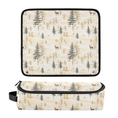 Bolsa de viaje para herramientas de cabello con estampado Deer Print Marble, alfombrilla resistente al calor para planchas alisadoras y rizadoras, organizador portátil para accesorios de cuidado capilar miniatura 3