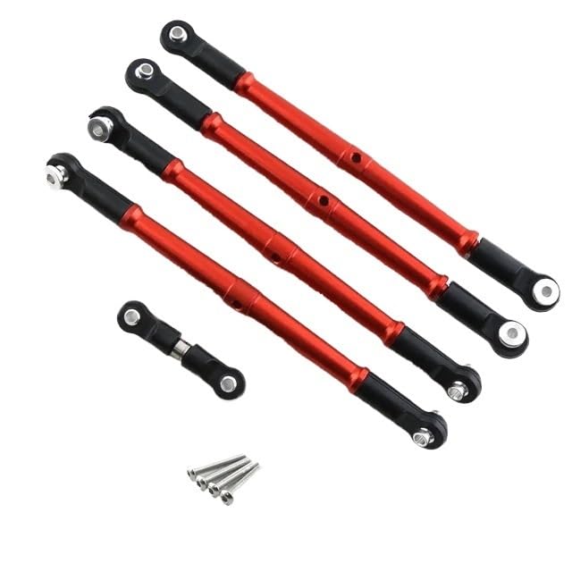 5pcs Metal Front and Rear Link Rod Tie Rod Pull Rod Servo Rod for Arrma 1/8 Karton Outcast Notorious Upgrade Parts(Red)