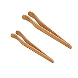 2 pinzas de bambú para tostadora, pinzas de cocina de madera de 18 cm + 14 cm, reutilizables de madera de bambú, pinzas de clip para tostadas, pan, parrilla, queso, encurtidos, té, frutas