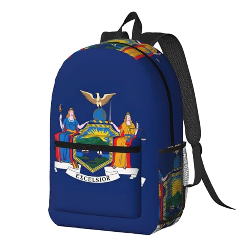 Mochila universitaria negra con bolsillo frontal y estampado New York talla única ligera 2