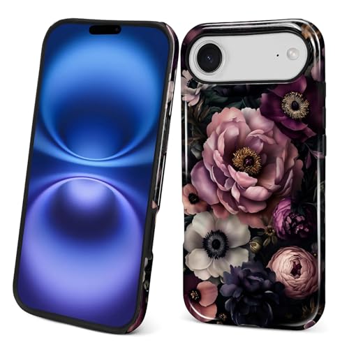 ANLUN STORE Case for iPhone 17 Air, Hybrid Dual Protection Soft TPU + Hard PC Shockproof Cover Anti-Scratch & Slim Protective for Men Women Case Dark Romantic Gothic Floral Design