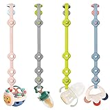 ❥ TAMAÑO Y ALMACENAMIENTO AJUSTABLES: La longitud total de cada cadena de chupete es de 52 cm. La correa se puede cambiar de tamaño a voluntad. Incluye cuatro cintas y una caja de almacenamiento. Cada diseño colorido de doble cara tiene un aspecto hermoso.