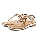 UBFEN Womens Flat Sandals Dress Braided T-Strap Thong Sandals with Arch Support Comfortable for Walking A-Gold Color Size US 7