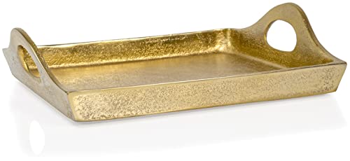 Red Co. 11 Inch Square Textured Aluminum Decorative Bar/Vanity/Serving Tray With Handles, Gold #TOP2