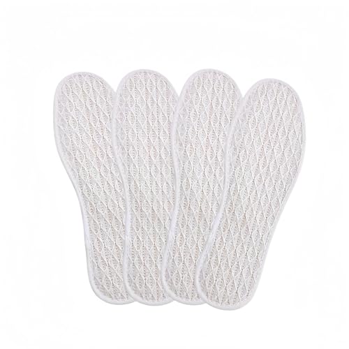 インソール 消臭 麻 【2足4枚】 足裏ふわふわ 素足で着こなせる 軽薄で通気性よい 蒸れない リネン 吸湿性 抗菌防臭加工 土踏まず かかと ライトウエイ ユニセックス スポーツ 立ち仕事 男女兼用(ホワイト 24cm)