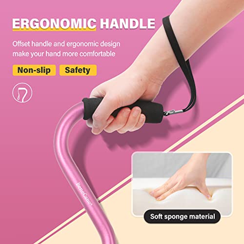 Benecane Walking Cane Adjustable Cane With Offset Soft Cushioned Handle For Men & Women Lightweight Comfortable Extra Stability Base Mobility Aid For Men Women And Seniors #TOP3