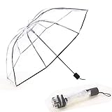 WerFamily Clear transparent Folding Auto Open/Close Umbrella w Reinforced Steel Ribs (black rim)FAST ePacket shipping