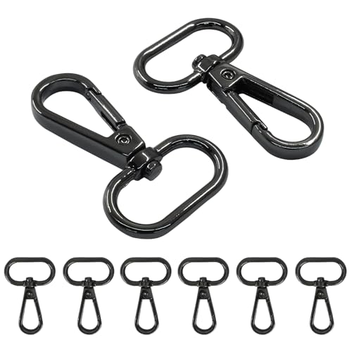 HARSKIYER 16 Pack Swivel Lobster Clasps, 1 Inch Black Lobster Claw Clasps for Keychains, Oval Ring Swivel Snap Hooks Metal Lobster Clips for Purse, Snap Tabs, Craft Making