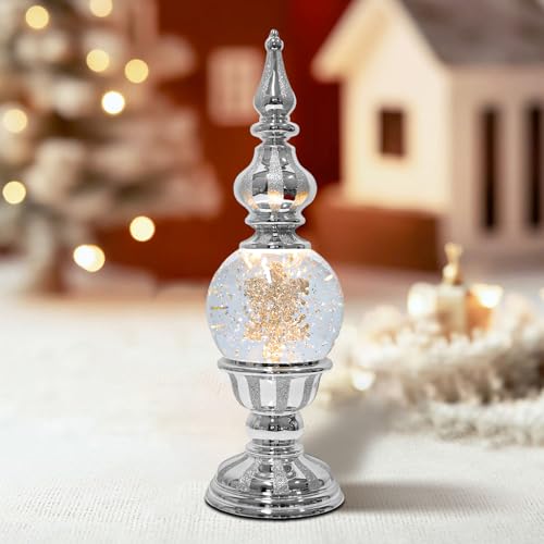 Christmas Snow Globe Lantern Snowflake Water Glittering Globe with 6H