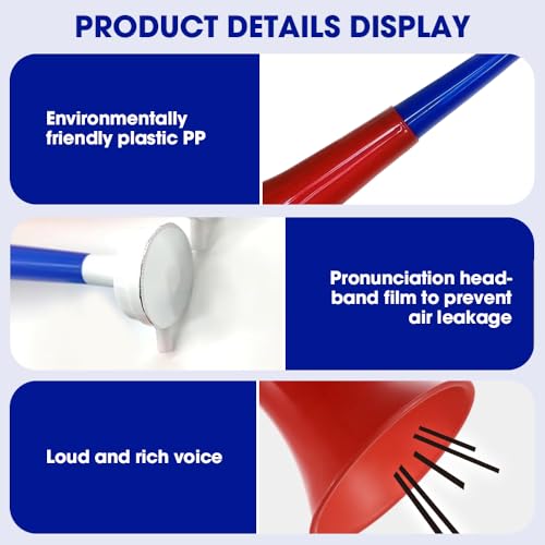 Riisoyu Vuvuzela Trompete aus Kunststoff, ungiftig, Animations-Trompete für Fußball, Zubehör für Fußball und Party, Sport, leistungsstarkes Horn, für Fans, 3 Stück
