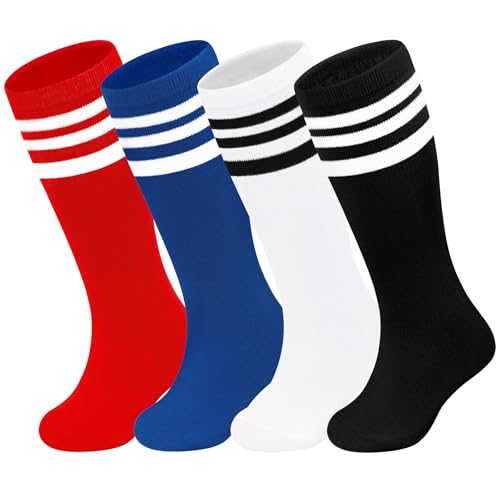 Image of Olreco 4 Pack Kids Soccer Socks Toddler Baseball Socks Youth Boys Football Sock Boys Girls Softball Sock Athletic Accessories
