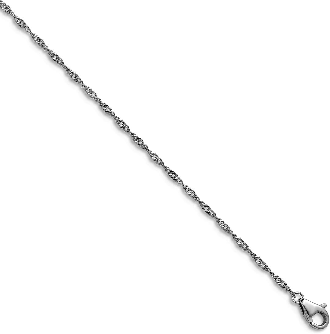 JewelryWeb Platinum Polished 1.25mm Singapore Chain Necklace 16 Inch Chain Necklace for Women and Men