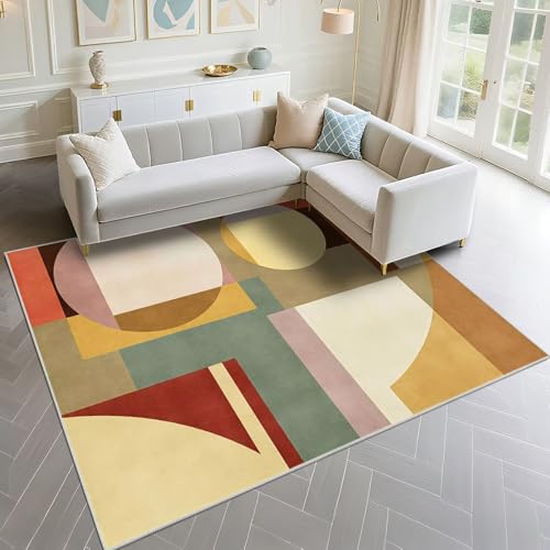 Tapis de sol bureau résistant 90x120cm protège-sol géométrique moderne jaune bleu - 2