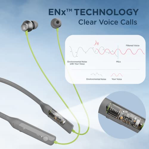 Image of boAt Rockerz Apex Bluetooth Wireless in Ear Earphones with Spatial Bionic Sound Powered by Dirac Virtuo, Touch Sensors, Beast Mode, ENx Tech,30H Playtime,ASAP Charge(Funk Lime)