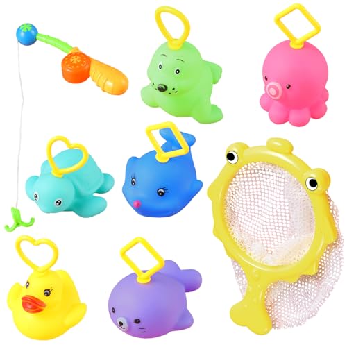 XoeLLe 8 Piezas Juguetes Bañera Bebe, Juguetes para Piscina, Juego Pescar Peces, Ideales para Bañeras, Piscinas, Áreas de Juego de la Sala, Mesas de Agua de Jardín de Infantes, Césped, Patios y Playas