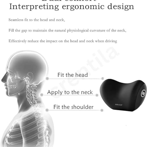Image of Car Neck Rest Pillow for Head Rest Memory Foam Neck Support, Car Pillows and Cushions for Head & Neck Support in Travel for All Car Support (Combo Black)