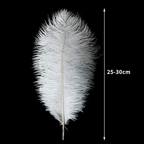 image for Ballinger 24pcs Natural White Ostrich Feathers 10-12inch (25-30cm) for