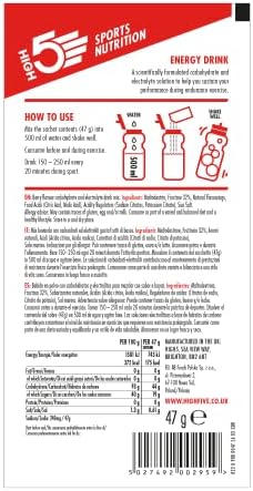 HIGH5 Energy Hydration Drink Refreshing Mix of Carbohydrates and Electrolytes (Berry, 12 x 47g)