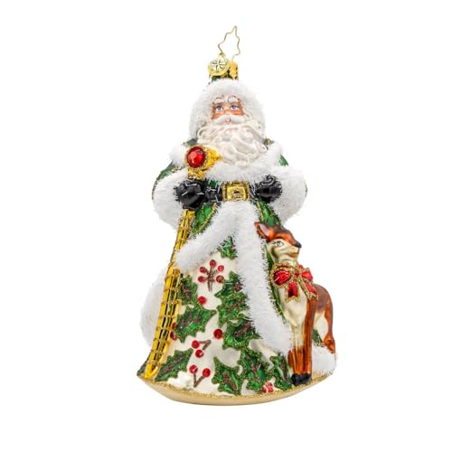 Christopher Radko Hand-Crafted European Glass Christmas Tree Decorative Ornament, Deerly Beloved Santa