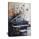 Cuadro de piano para pared, música, impresión sobre lienzo de música, decoración de salón de descanso, decoración contemporánea, decoración de pared, piano – idea de regalo con cremallera de