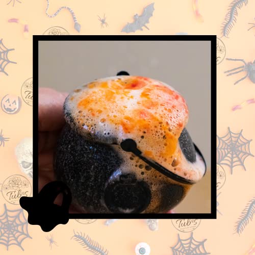 Happy Halloween Spooky Orange Spider Scary Witches Bubbling Cauldron Bath Bomb Fizzer. Handmade in UK. Horror Bubbling Bathbomb Bath Fun - Image 3