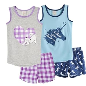 MyFav Big Kids Girls Sleeveless Sleepwears Hearts Shape Striped Pajama Nightgown
