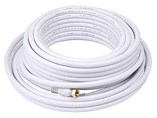 Image of Monoprice 104061 RG6 Quad Shield CL2 Coaxial Cable with F Type Connector White & Circle Cable Clips with Steel Nail, 10mm, 100pcs /Pack White