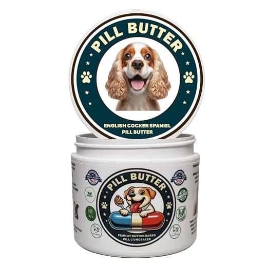 English Cocker Spaniel Dog Treats to Wrap Pills (+100 Breeds) Jar of Non-Sticky Moldable Paste Made of Real Human Grade Dog Peanut Butter Treat, Food or Gift to Hide Dogs Pills (60 Servings)