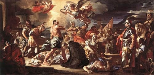 Pintura mural el martirio de los santos por Solimena en lienzo decorativo de 60x90cm