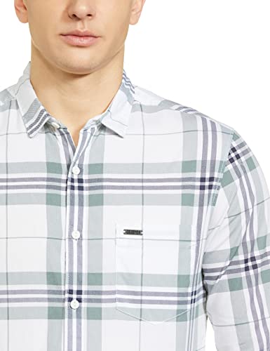 Image of The Indian Garage Co Men Regular Fit Checkered Full Sleeves Cutaway Collar Casual Shirt