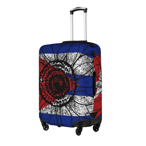 Travel Luggage Cover Vintage Sunflower Cuba Flag Fashion Washable Baggage Suitcase Protector Fit For Luggage X-Large2