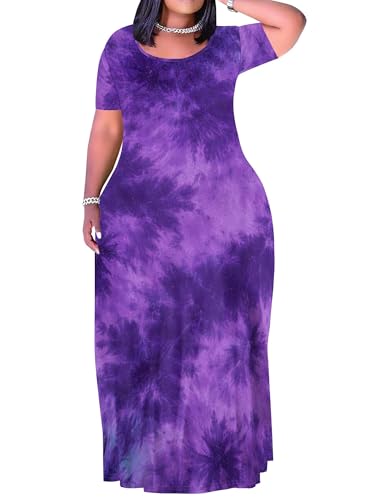 Image of Plus Size Maxi Dresses for Curvy Women T-Shirt Summer Sun Dresses Loose Fit