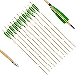 PG1ARCHERY 32INCH Archery Wooden Arrows Practice Target Arrows for Longbow Recurve Bow (Pack of 12)