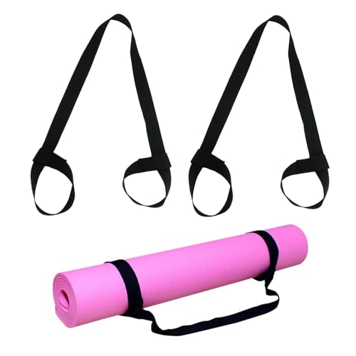 2 Pcs Yoga Mat Straps, Yoga Mat Strap for Carrying, Black Yoga Mat Straps For Women and Men, Adjustable Loops for all Mat Sizes(Mat Not Included)