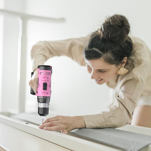 Image of FADAKWALT Cordless Drill Set, 20V Electric Power Drill With Battery And Charger, 30N Torque, 21+1 Settings, 3 /8-Inch Keyless Chuck, Driver Bits Kit, LED Light (Pink)