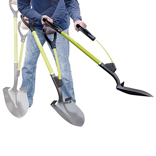Sun Joe SJ-SHLV06 Shovelution 44-in Round Point D-Handle Strain Reducing Utility Digging Shovel w/Spring Assist Handle , Green