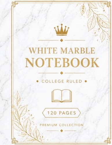 White Marble Notebook: Premium College Ruled Notebook | 120 Pages | 8.5" x 11" | Elegant Marble Design for School, Work, Journaling & Everyday Writing image 2