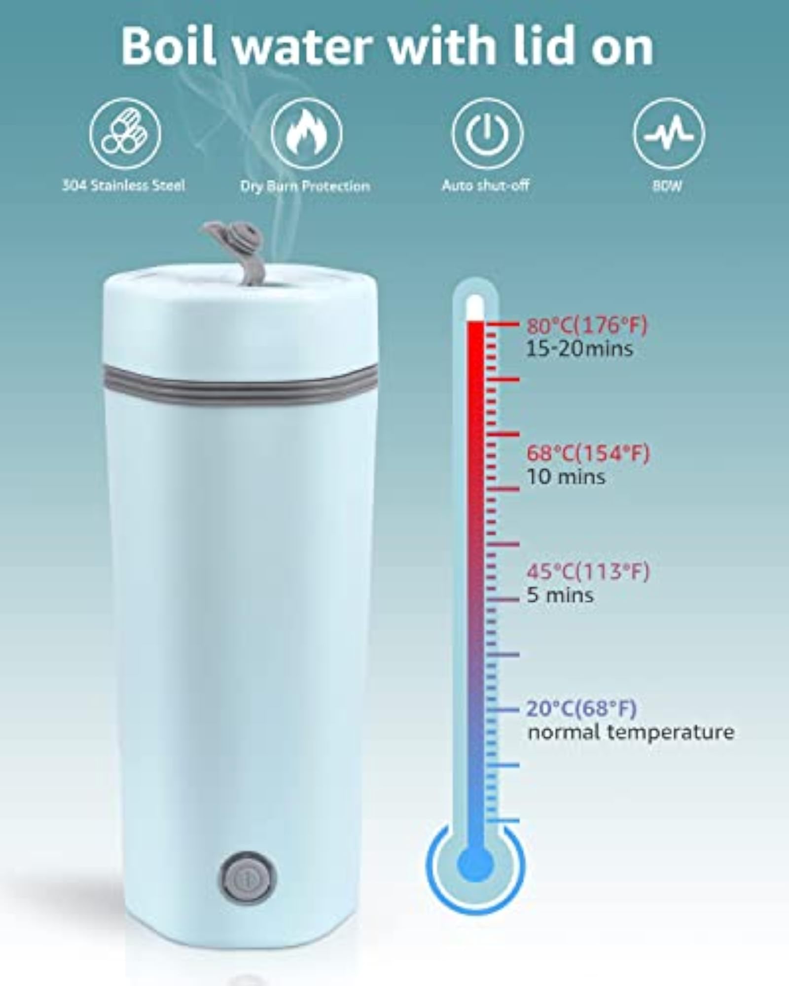 12V Portable Electric Water Bottle for Hot Water