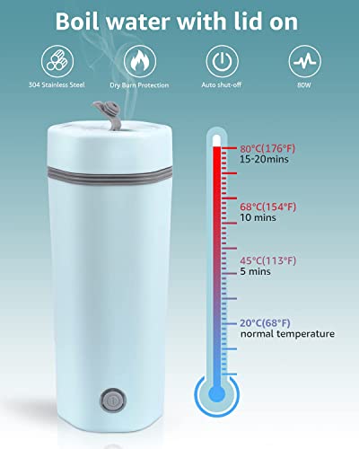 Image of Oshotto 12V Portable Electric Kettle Cup Stainless Steel Electric Kettle Auto Shut-off For Travel Camping, Road Trip Compatible with Honda Elevate (350ml) - White