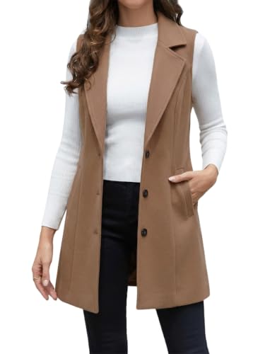 Image of IDEALSANXUN Plaid Vest for Women Fall Winter Sleeveless Blazer Jackets