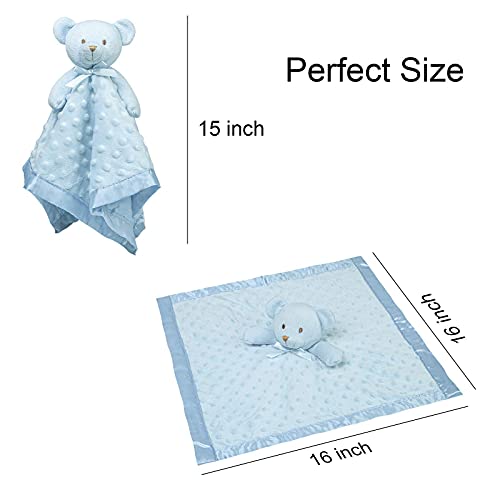 Pro Goleem Teddy Bear Lovey Baby Security Blanket Loveys For Babies Boy Unisex Soft Blue Lovie Baby Gifts For Newborn Toddler 16 Inch #TOP4