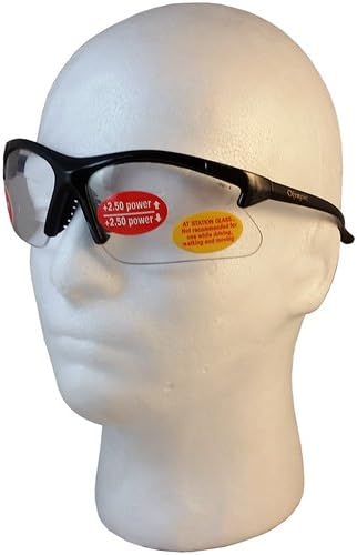 Olympic Optical DUAL READER Safety Glasses with 2.5 Clear Lens and Lens Cleaning Bag