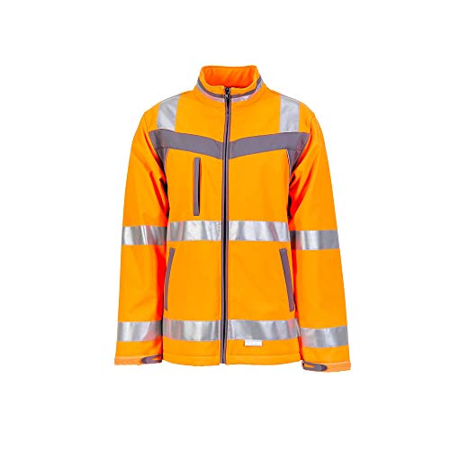 Planam 5660 Plaline High Visibility Softshell Jacket - Farbe: Orange/Schiefer - Größe: 80
