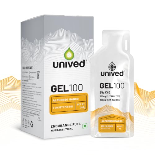Image of Unived Gel, Nutrition Energy Gel for Endurance Athletes, Runners, Cyclists, Triathletes, Ultramarathon Runners, Vegan, Pack of 6 (Alphonso Mango)