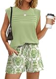 Beach Vacation Clothes for Women Summer Outfits 2026 Matching Sets Clothing Holiday Luxury Outfits Pjs Two Piece Vacation Business Casual Cozy Athletic Athleisure Spring Conjuntos De 2 Piezas Para M