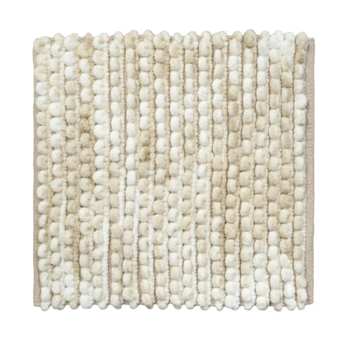 Allure Marl Chunky Bobble Shower Mat Non Slip - Super Soft & Absorbent Marble Effect Square Bath Mat 50 x 50cm (Natural)