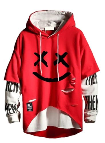 Hello MrLin Herren Techwear Hip Hop Hoodie Japanischer Streetwear Patchwork...
