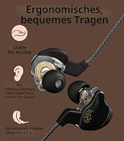 Yinyoo In Ear Monitor Kopfhörer CCZ Coffee Bean Over Ear Ohrhörer Kabelgebundener Kopfhörer mit 1DD Dynamic Driver HiFi Bass Sound für Musiker Bühne, Schlagzeuger, Workout Gym – Ansicht 4