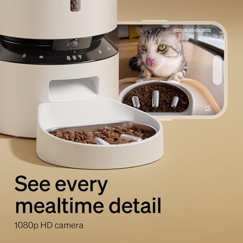 PETLIBRO Automatic Cat Feeder with Camera, Auto Pet Food Dispenser Slow Feeder Dog Bowl, 1080P HD Video with Night Vision, 5G WiFi with 2-Way Audio, Stainless Steel Slow Food Tray for Small Dogs - Image 5