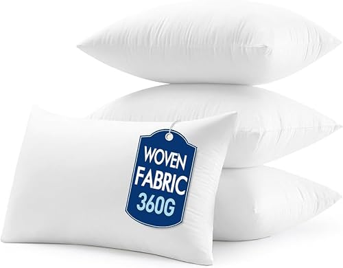 MIULEE 12x20 Inch Pillow Inserts Pack of 4 - Textured Woven Fabric Cover